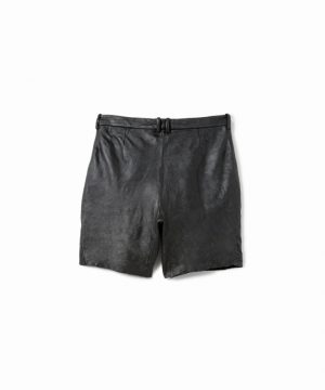 Washed Tuck Leather Shorts
