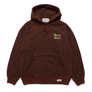 LEOPARD WASHED HEAVY WEIGHT PULL OVER HOODED SWEAT SHIRT