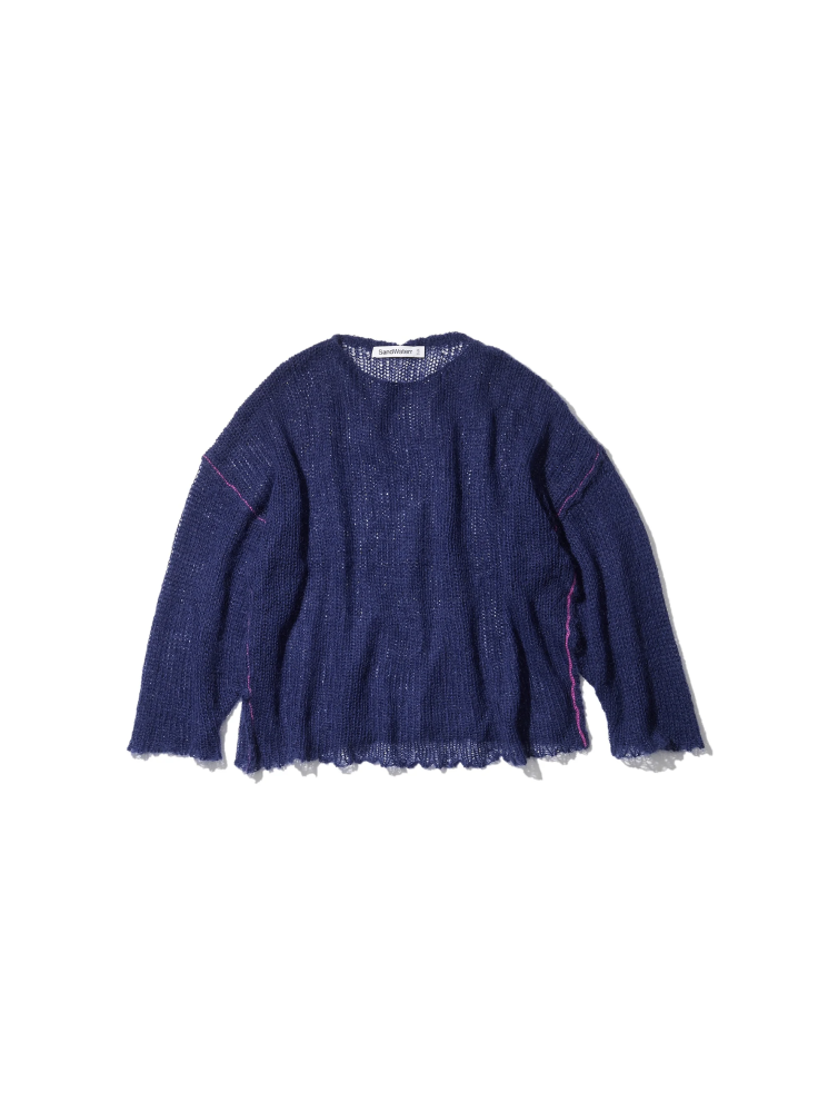 RESEARCHED BOAT NECK SWEATER / MOHAIR MIX YARN | OVER FLOW ONLINE