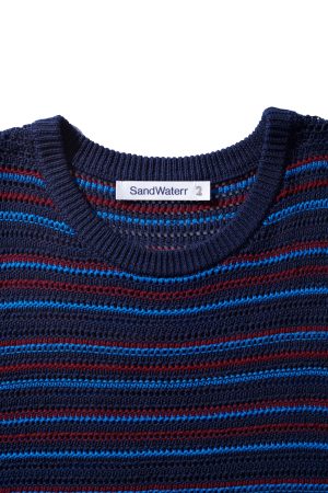 RESEARCHED BOAT NECK SWEATER/ C,L MIX YARN BORDER