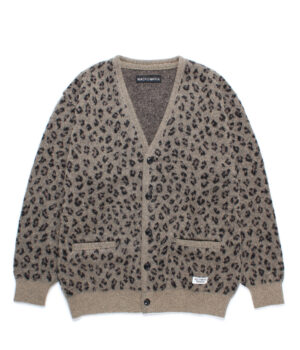 LEOPARD JACQUARD MOHAIR KNIT CARDIGAN