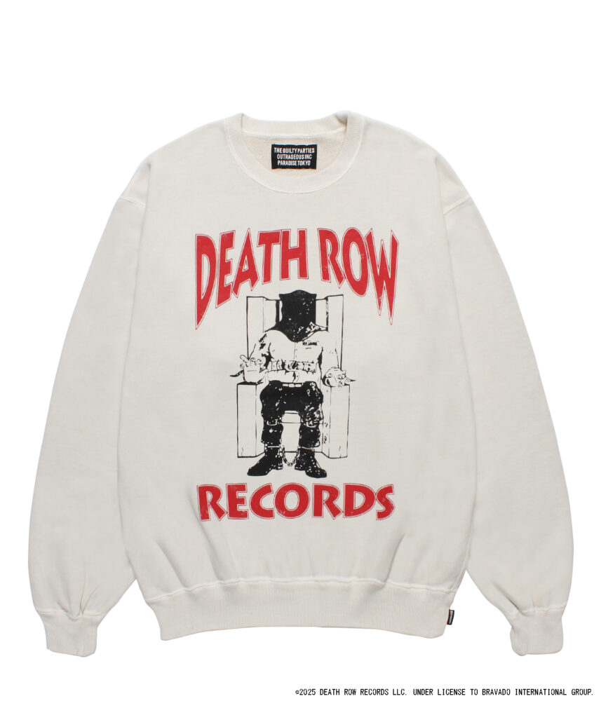 ワコマリア DEATH ROW RECORDS ロンT 白 L DEATH ROW RECORDS / GARMENT DYED SWEAT SHIRT | OVER FLOW