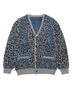 LEOPARD MOHAIR JACQUARD KNIT CARDIGAN