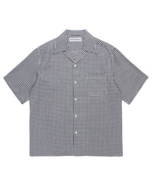 BEZ TEKSTIL / GINGHAM CHECK OPEN COLLAR SHIRT