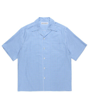 BEZ TEKSTIL / GINGHAM CHECK OPEN COLLAR SHIRT