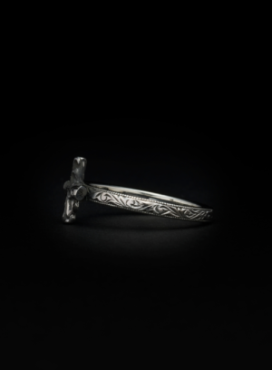 Engraved Tiny Cross Ring