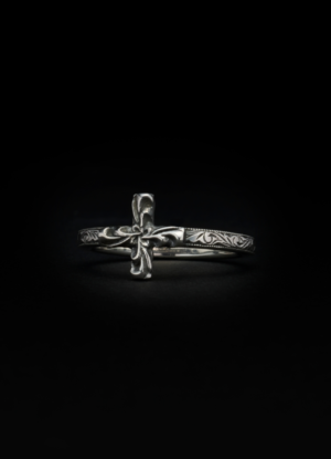 Engraved Tiny Cross Ring