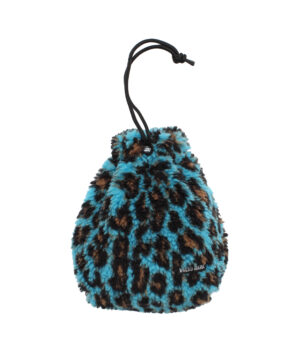LEOPARD BOA FLEECE DRAWSTRING POUCH
