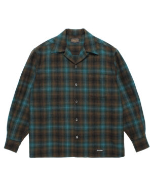 PENDLETON / WOOL OMBRE CHECK OPEN COLLAR SHIRT