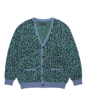 LEOPARD MOHAIR JACQUARD KNIT CARDIGAN