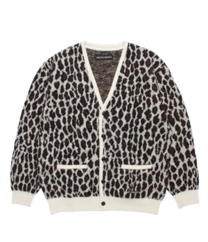 LEOPARD MOHAIR JACQUARD KNIT CARDIGAN